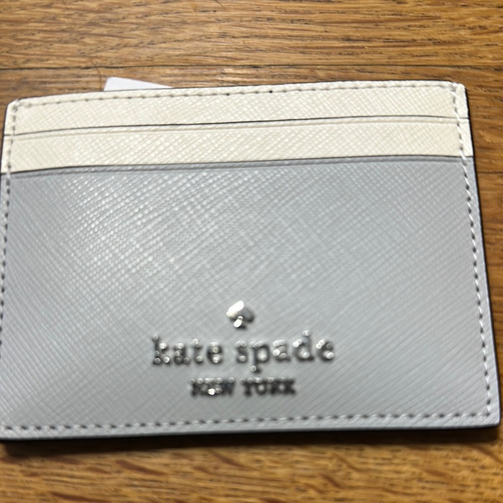 Kate Spade NWT Gray and Cream Key Card Holder Minimalist Design